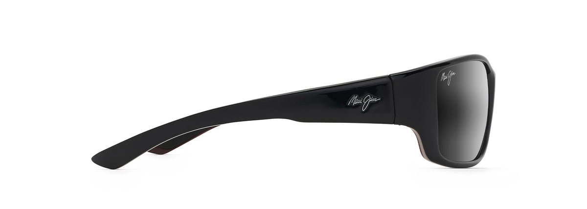 Maui Jim Local Kine sunglasses in Maroon Shiny Black/Grey, side view