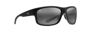 Maui Jim Southern Cross sunglasses in Matte Soft Black with Sea Blue & Grey, angled view