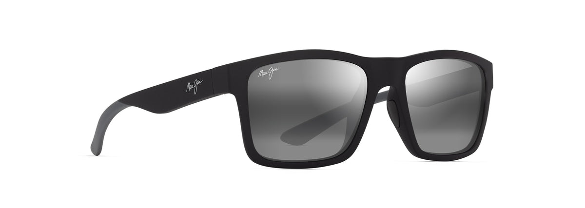 Maui Jim The Flats sunglasses in Matte Black with Grey, angled view