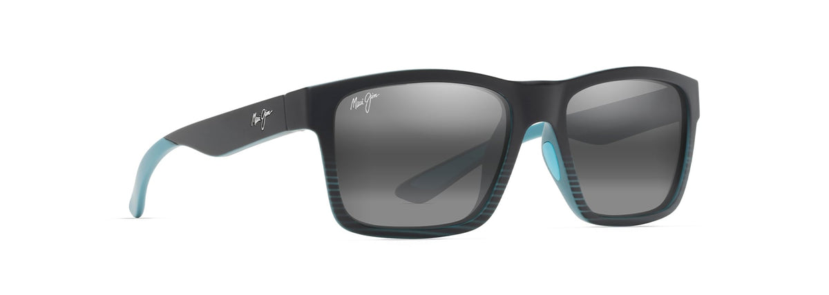 Maui Jim The Flats sunglasses in Matte Black with Teal, angled view