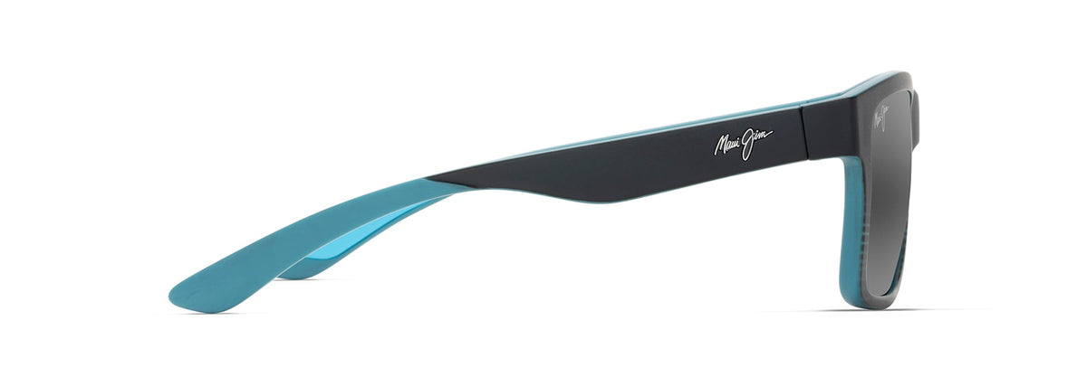 Maui Jim The Flats sunglasses in Matte Black with Teal, side view