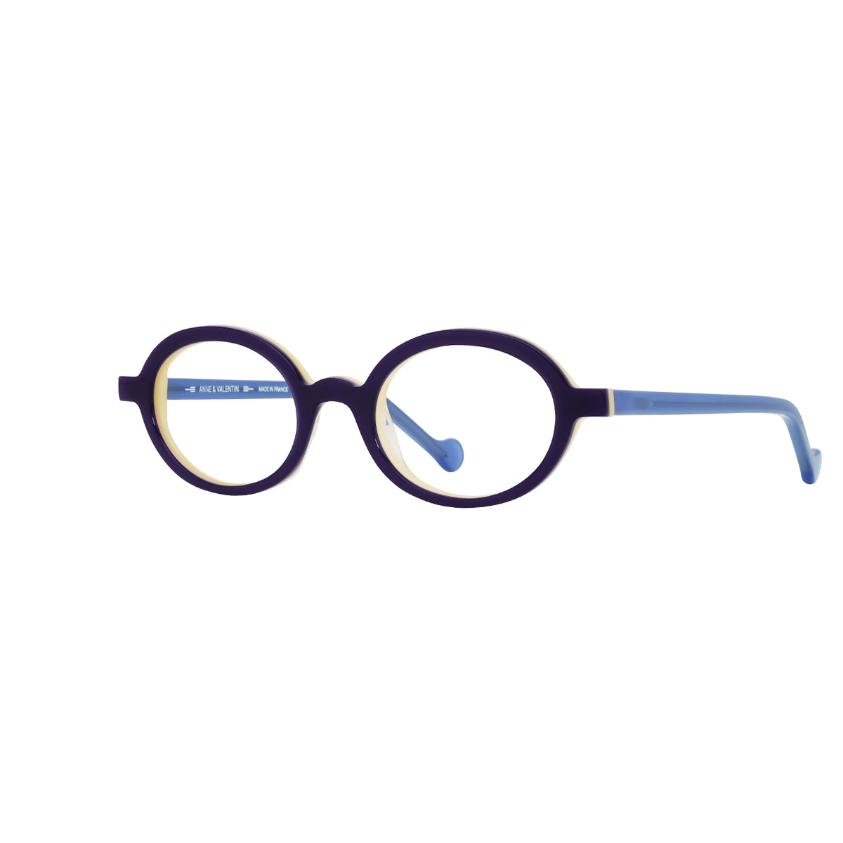 Anne Et Valentin ARIBO Eyeglasses Purple with Light Blue Temples (26A46) Side