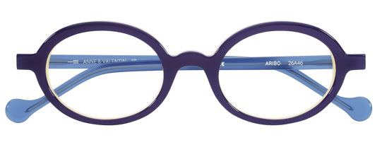 Anne Et Valentin ARIBO Eyeglasses Purple with Light Blue Temples (26A46) Front
