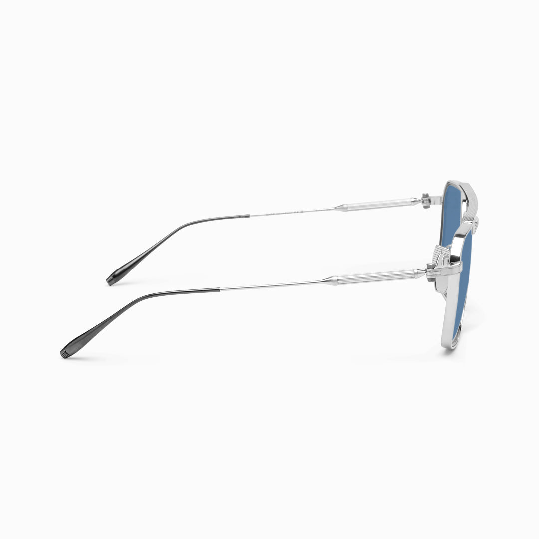 Akoni Telesto 56 Sunglasses Brushed Silver Side