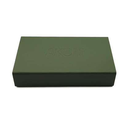 Akoni Collector Box in green leather closed.