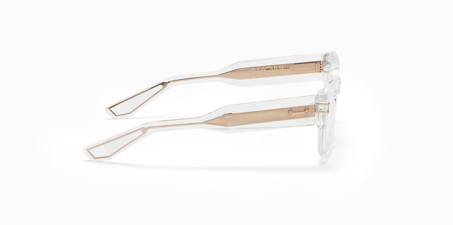 Side view of Akoni Cosmo Crystal Clear Eyeglasses