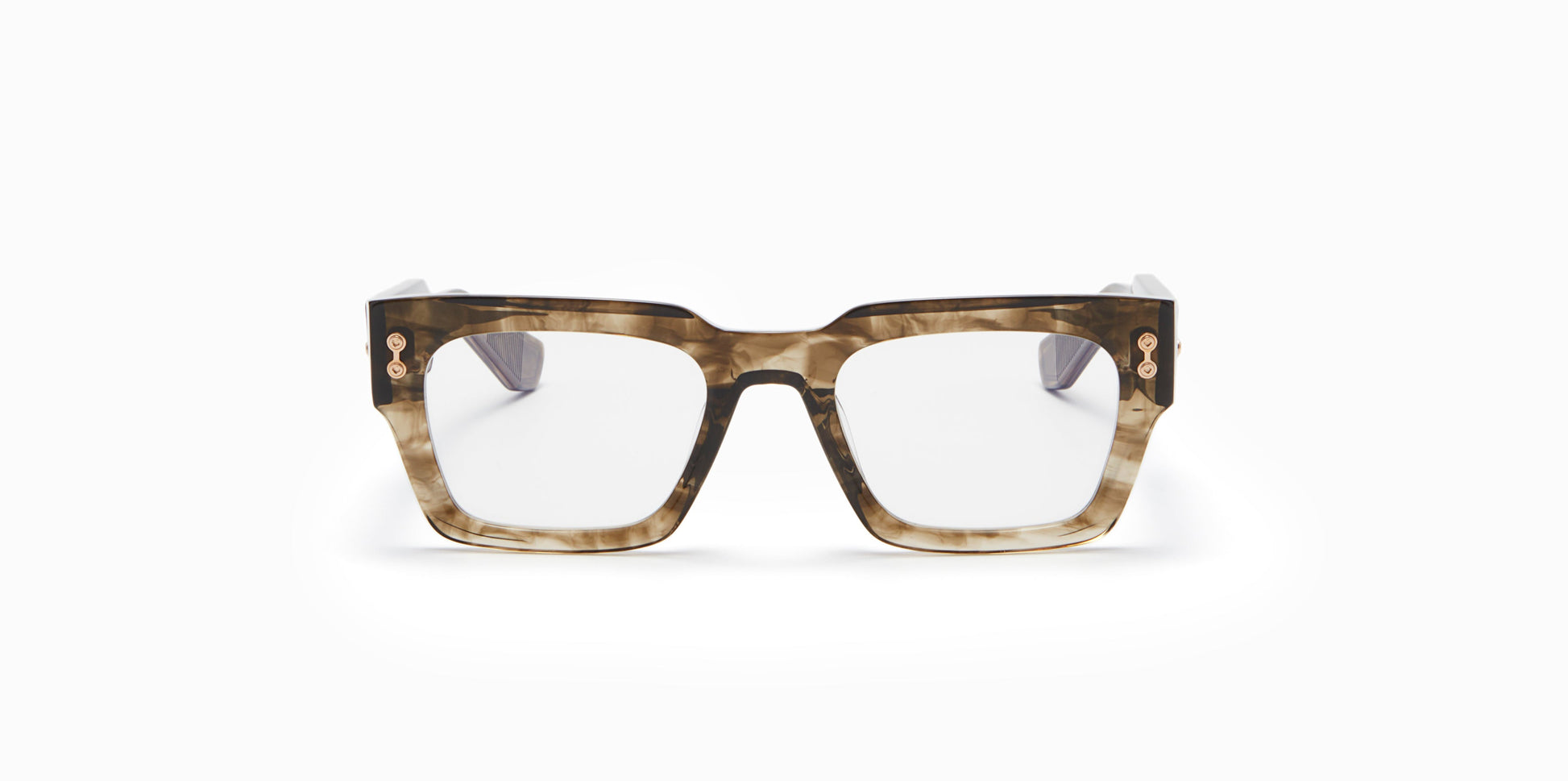 Front view of Akoni Cosmo Green Swirl Eyeglasses