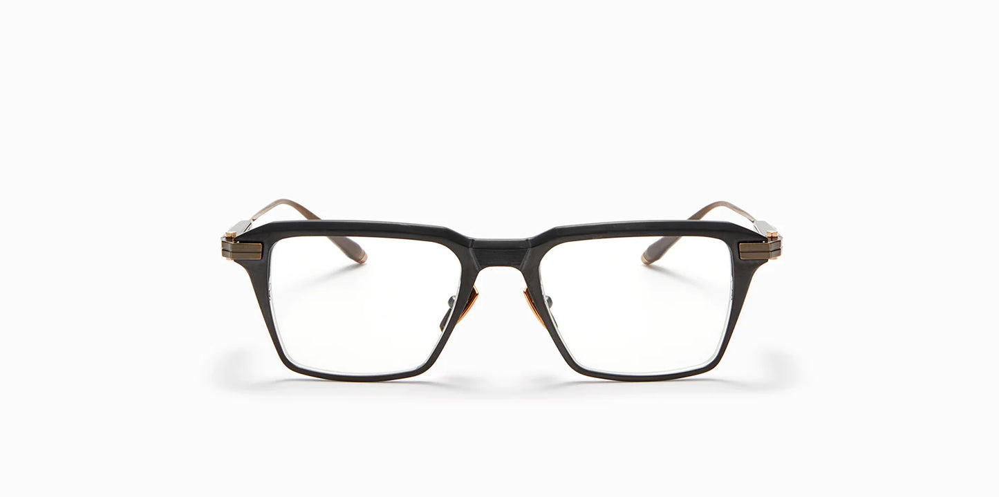 Front view of Akoni's Swift frame in the brushed black colorway