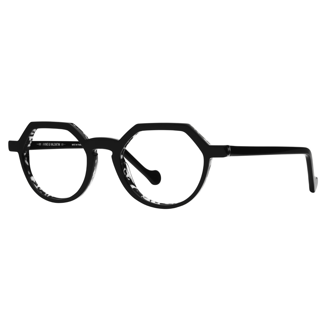 Anne Et Valentin Ayo Eyeglasses Black Speckled Crystal 24A18 Profile