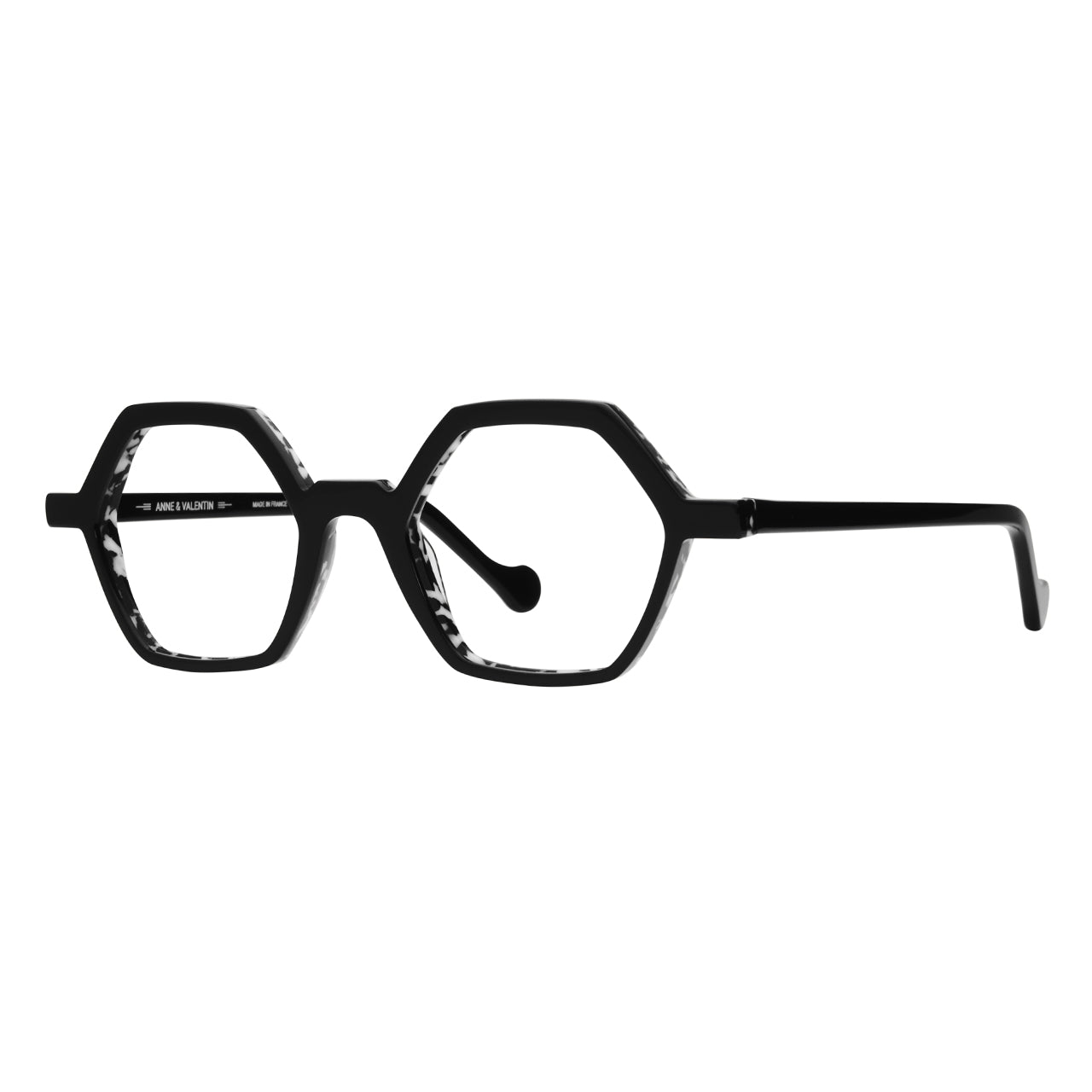 Anne Et Valentin Azur Eyeglasses Black Speckled Crystal 24A18 Profile at Gazal Eyecare Roswell Atlanta
