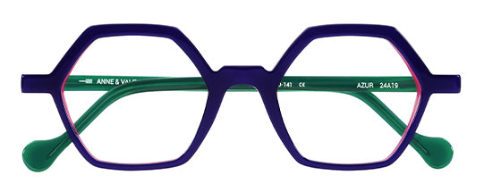 Anne Et Valentin Azur Eyeglasses Purple Green 24A19 Front at Gazal Eyecare Roswell Atlanta