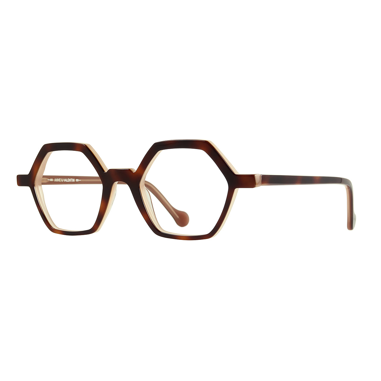Anne Et Valentin Azur Eyeglasses Tortoise Beige 9A22 Profile at Gazal Eyecare Roswell Atlanta