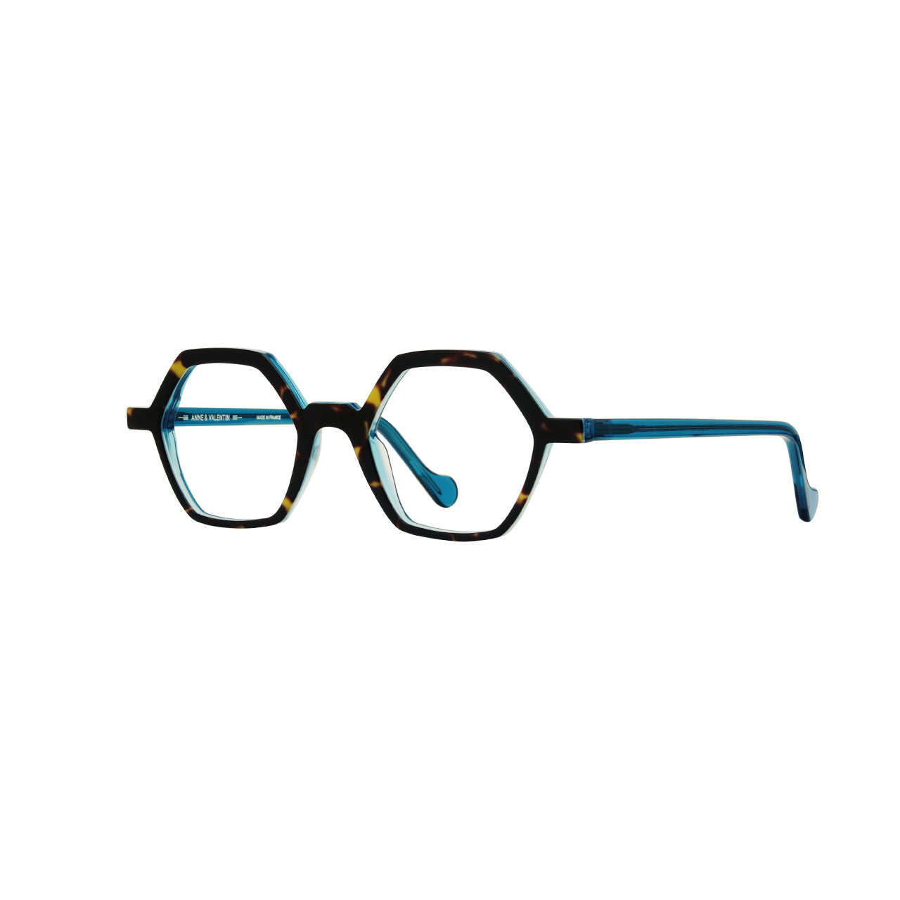 Anne Et Valentin Azur Eyeglasses Tortoise Blue 25A28 Profile at Gazal Eyecare Roswell Atlanta