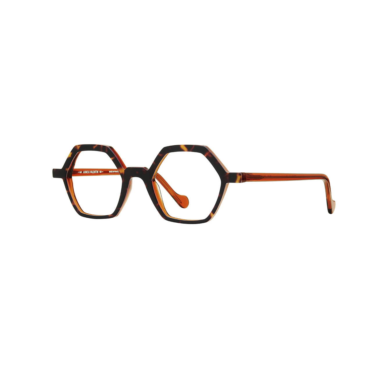 Anne Et Valentin Azur Eyeglasses Tortoise Orange 25A32 Profile at Gazal Eyecare Roswell Atlanta
