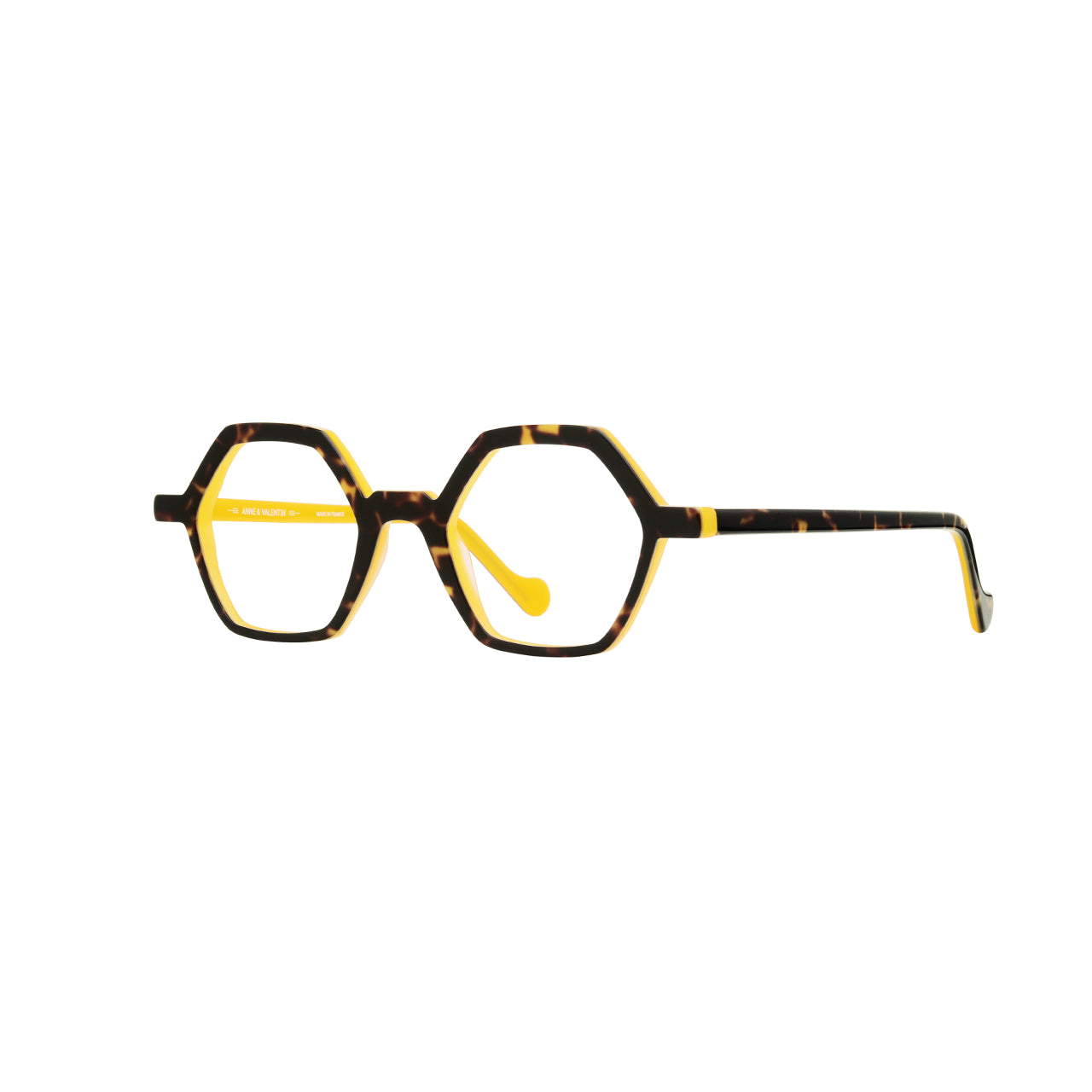 Anne Et Valentin Azur Eyeglasses Tortoise Yellow 25A29 Profile at Gazal Eyecare Roswell Atlanta