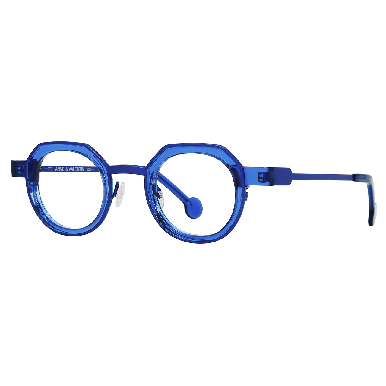 Anne Et Valentin Balka Eyeglasses Crystal Blue 23C01 Profile at Gazal Eyecare Roswell Atlanta