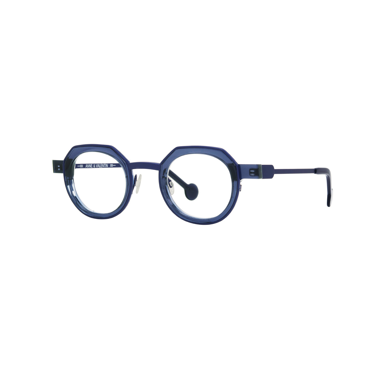 Anne Et Valentin Balka Eyeglasses Crystal Navy 24C10 Profile at Gazal Eyecare Roswell Atlanta