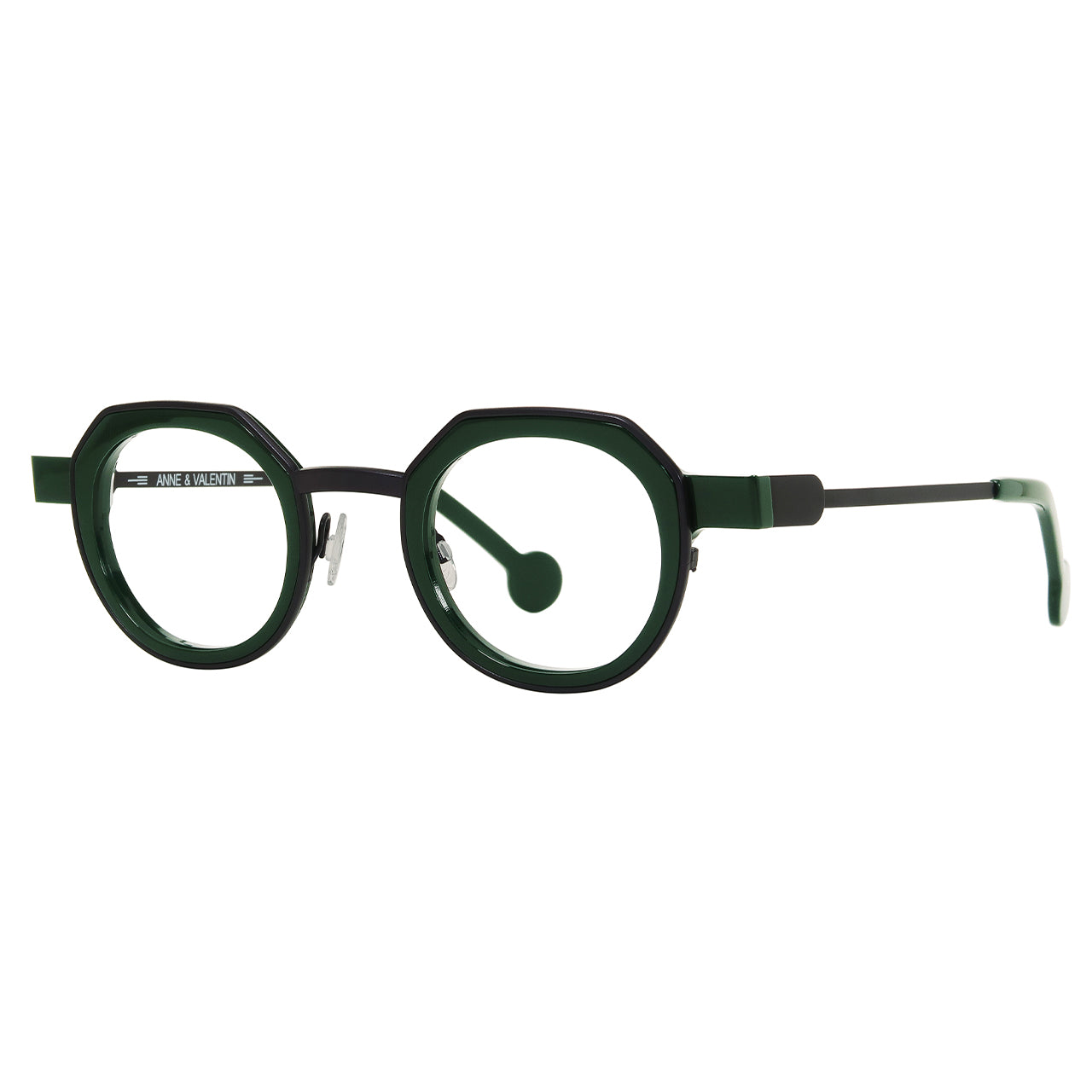 Anne Et Valentin Balka Eyeglasses Green Black 23C05 Profile at Gazal Eyecare Roswell Atlanta