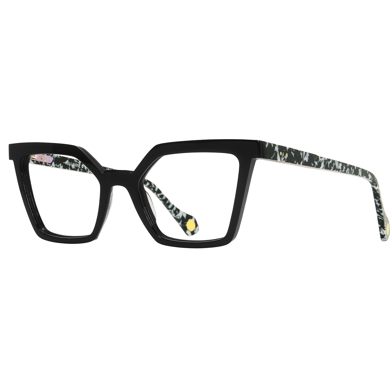 Anne Et Valentin Barceloneta Eyeglasses Black Zebra 23C34 Profile at Gazal Eyecare Roswell Atlanta