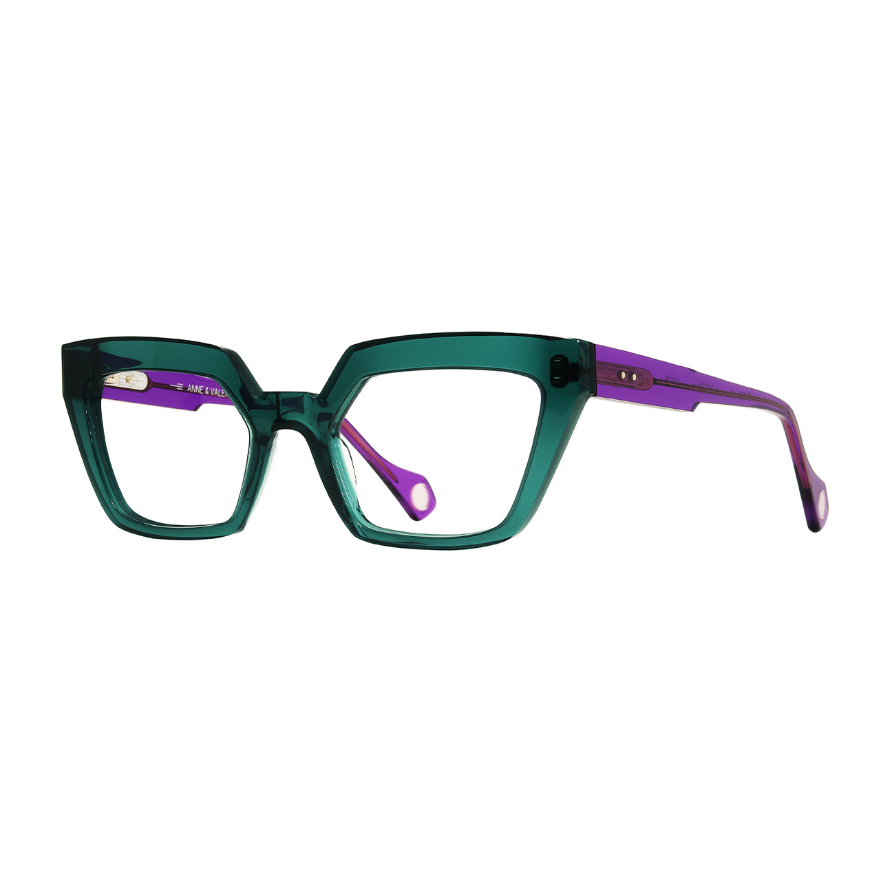 Anne Et Valentin Brera Eyeglasses Green Violet 23C35 Profile at Gazal Eyecare Roswell Atlanta