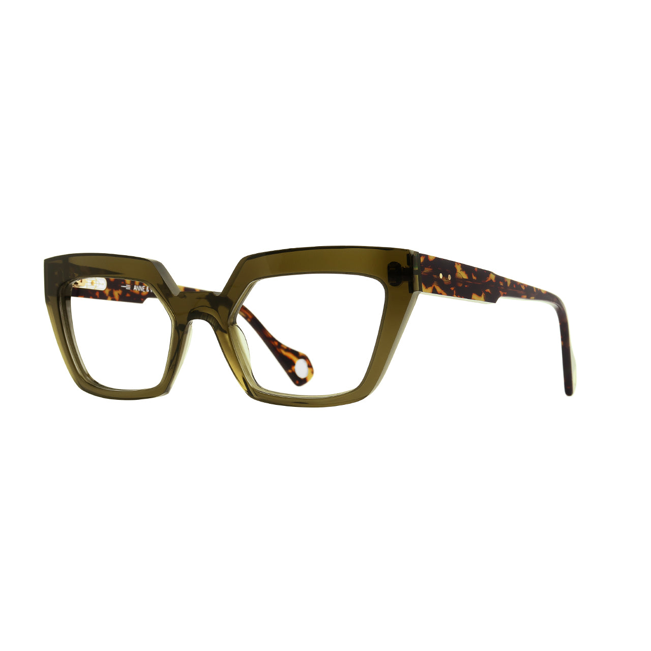 Anne Et Valentin Brera Eyeglasses Olive Tortoise 21C17 Profile at Gazal Eyecare Roswell Atlanta