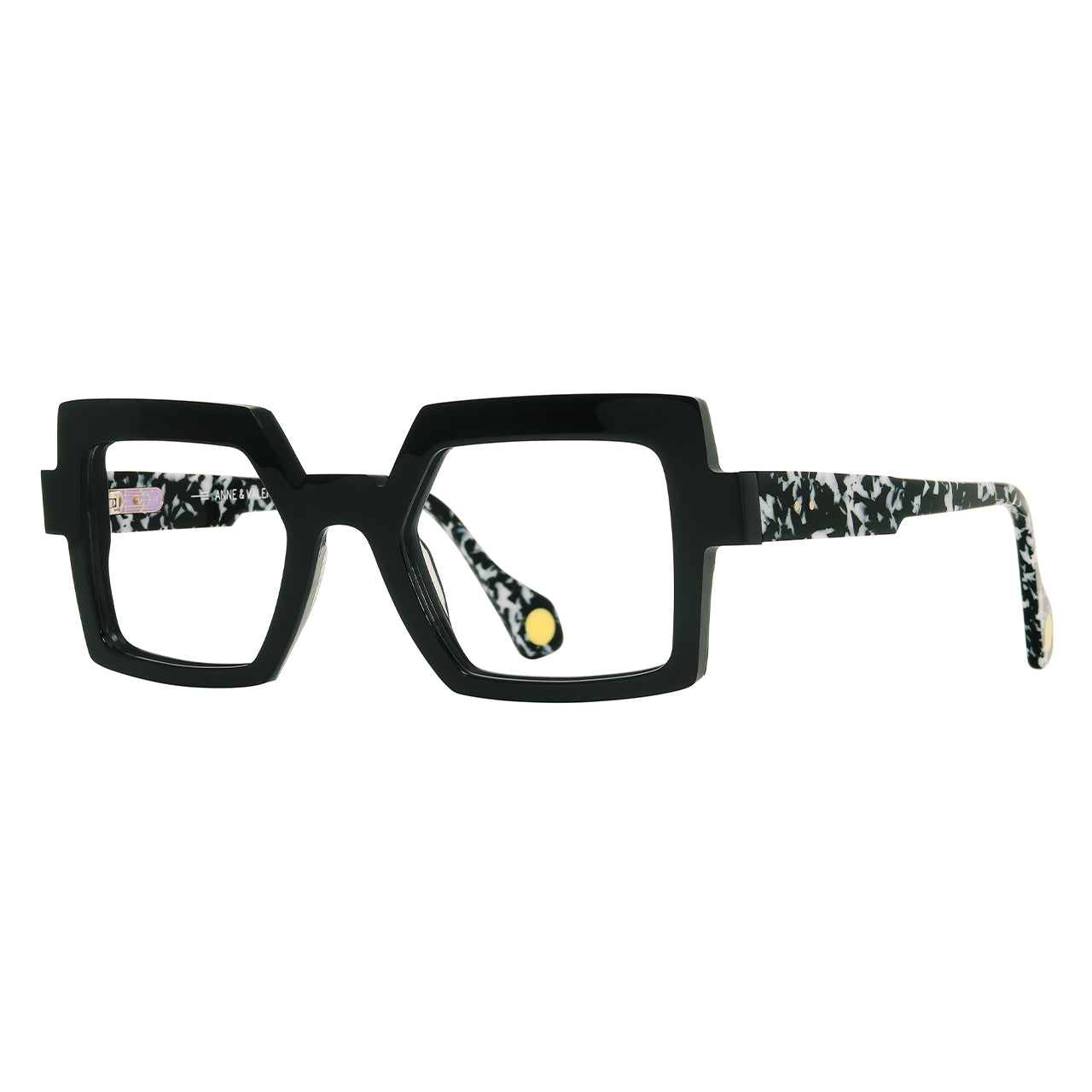 Anne Et Valentin Brooklyn Eyeglasses Black Zebra 23C34 Profile at Gazal Eyecare Roswell Atlanta