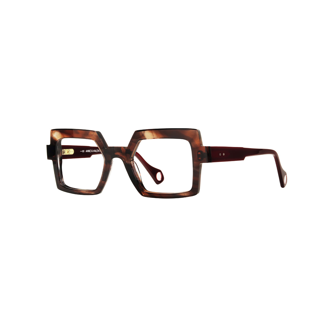 Anne Et Valentin Brooklyn Eyeglasses Brown Pattern 24C27 Profile at Gazal Eyecare Roswell Atlanta