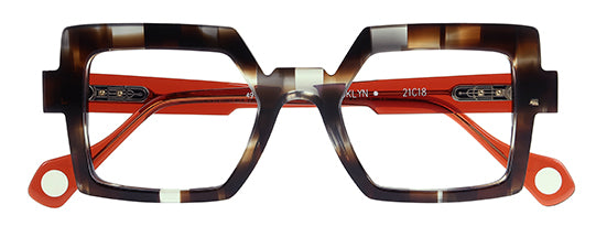 Anne Et Valentin Brooklyn Eyeglasses Brown Pattern Orange 21C18 Front at Gazal Eyecare Roswell Atlanta