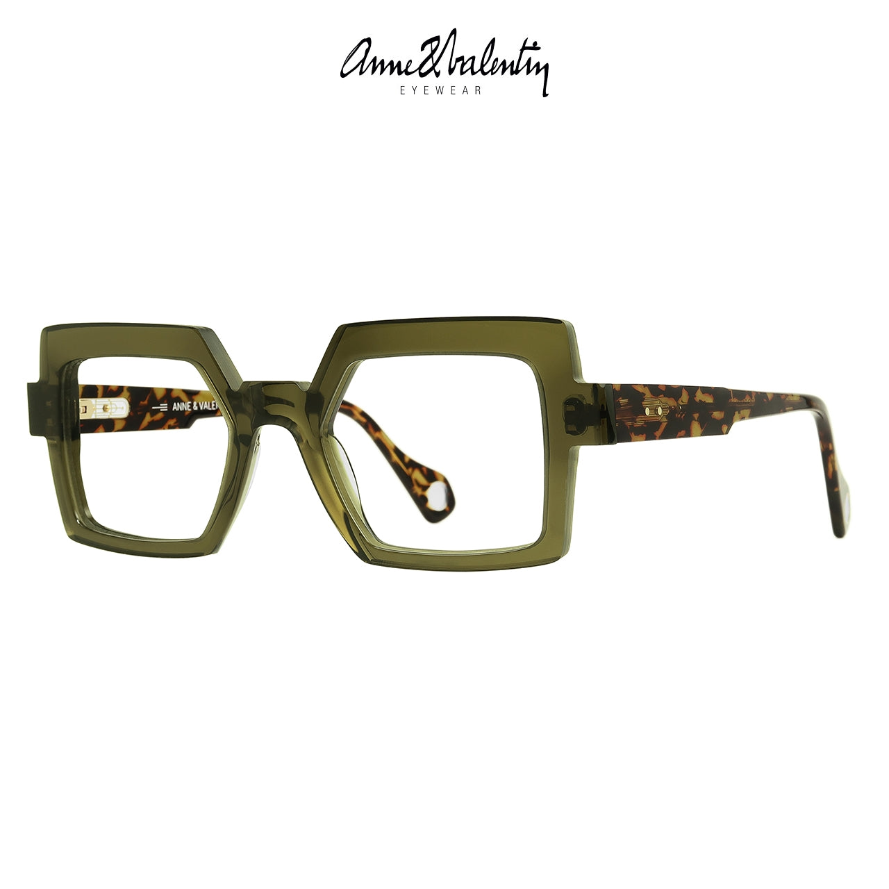 Anne Et Valentin Brooklyn Eyeglasses Olive Tortoise 21C17 Profile at Gazal Eyecare Roswell Atlanta