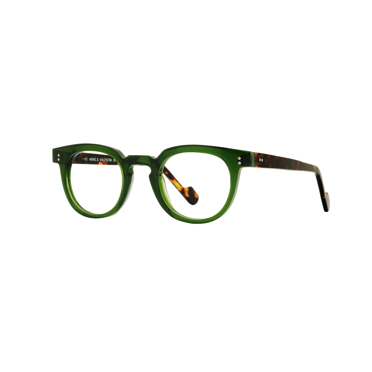 Anne Et Valentin DRYDEN Eyeglasses Green Tortoise 25C10 Side