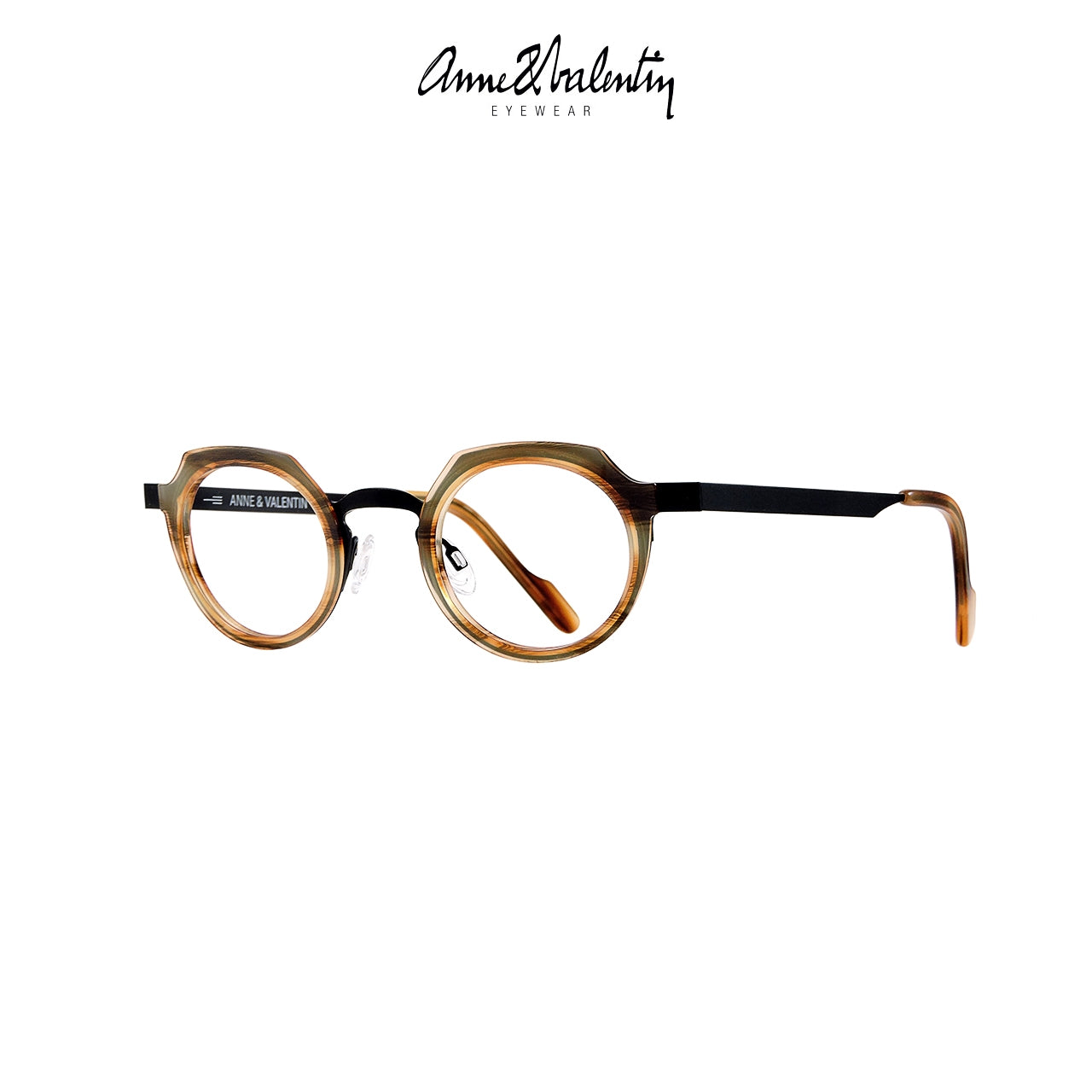 Anne Et Valentin France Eyeglasses Brown Black U85 Side