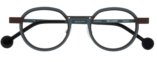 Anne Et Valentin Wellseen Eyeglasses Steel Blue Brown 25A25 Front