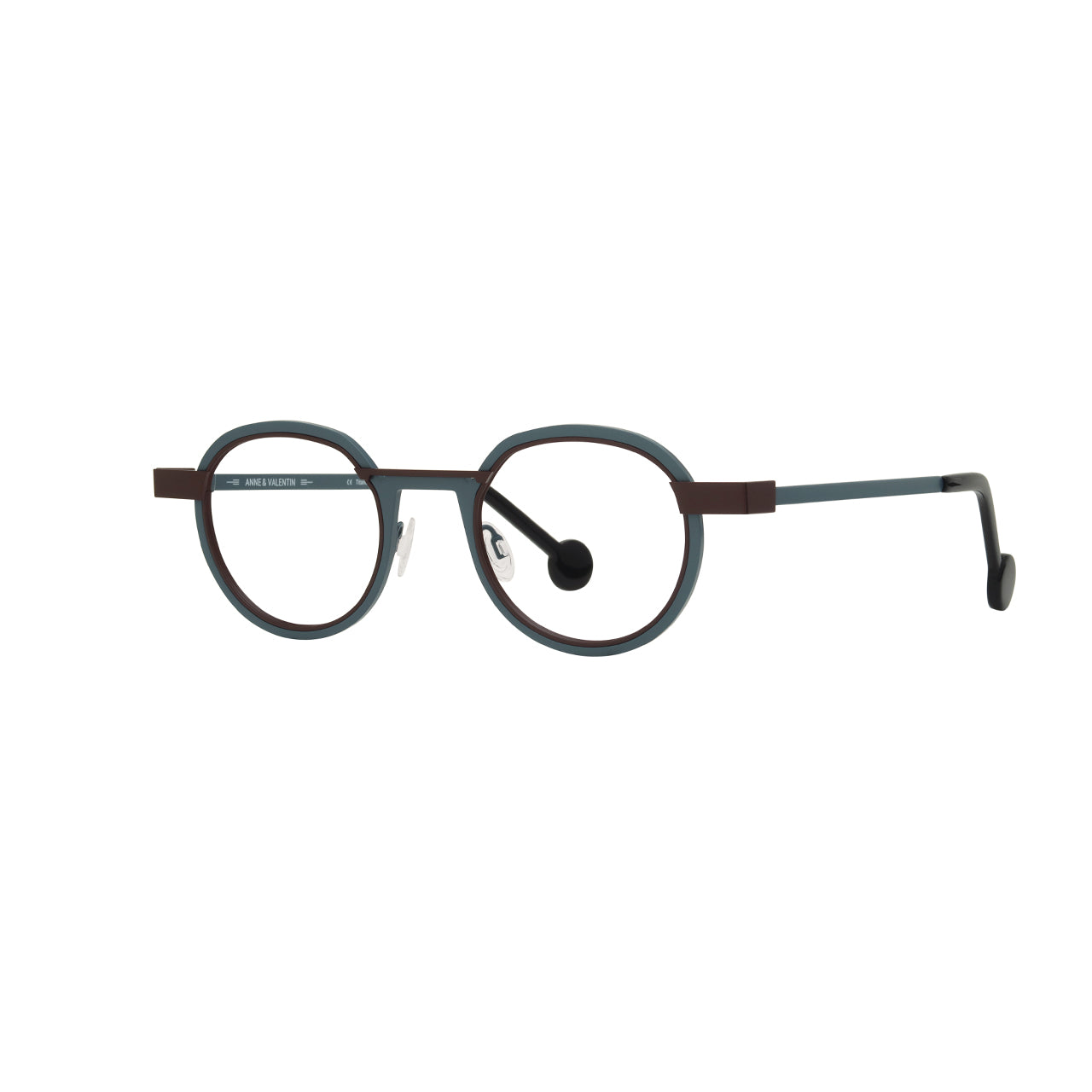 Anne Et Valentin Wellseen Eyeglasses Steel Blue Brown 25A25 Side