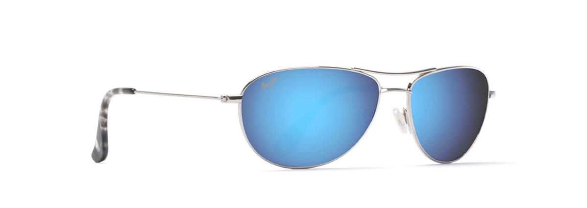 Maui Jim Baby Beach sunglasses in Silver - Blue Hawaii, angled view