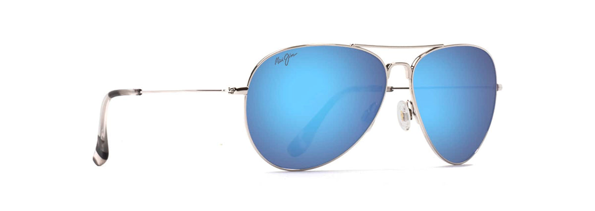 Maui Jim Mavericks sunglasses in Silver - Blue Hawaii, angled view