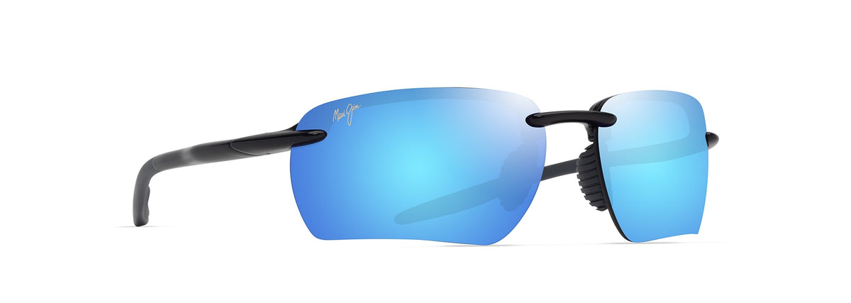 Maui Jim Hookipa Ultra G sunglasses in Shiny Black - Blue Hawaii, angled view