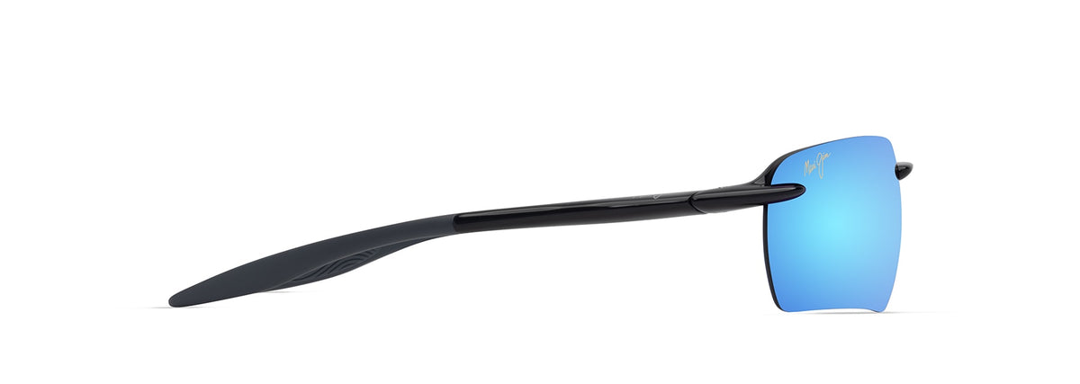 Maui Jim Hookipa Ultra G sunglasses in Shiny Black - Blue Hawaii, side view