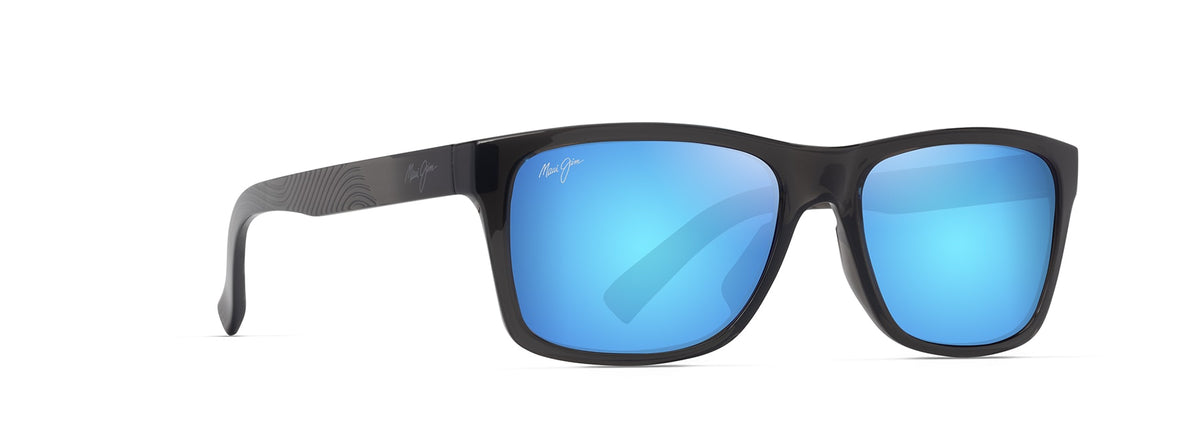 Maui Jim Kowelo sunglasses in Shiny Transparent Dark Grey, angled view