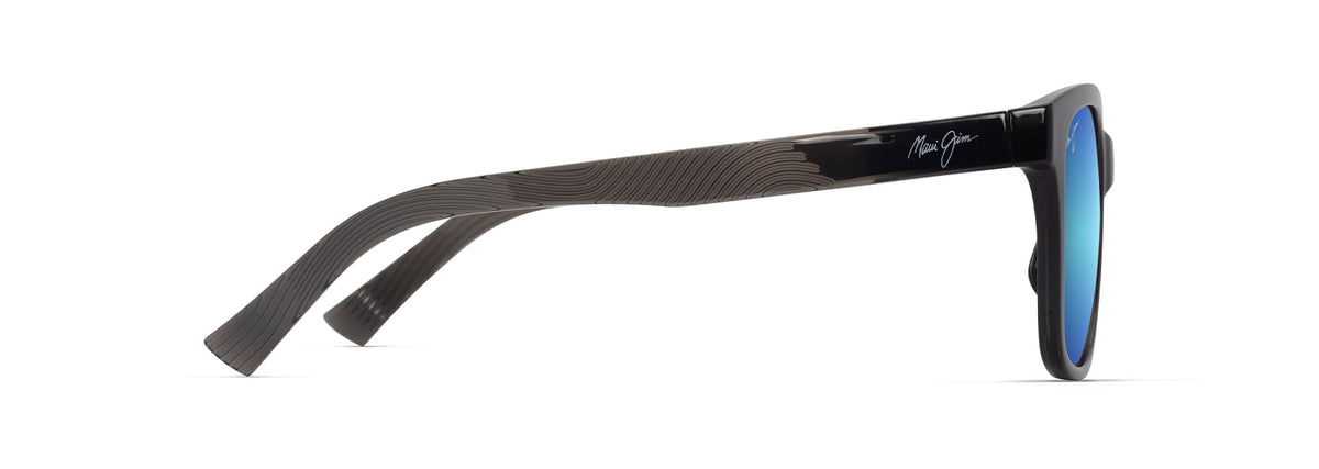 Maui Jim Owelo sunglasses in Shiny Transparent Dark Grey, side view