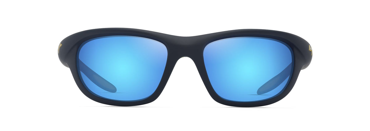 Maui Jim Haulani sunglasses in Matte Solid Dark Blue with Yellow, front view