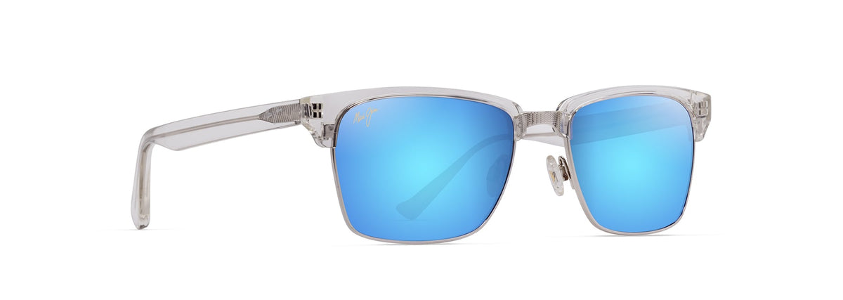 Maui Jim Kawika XL sunglasses in Shiny Crystal, angled view