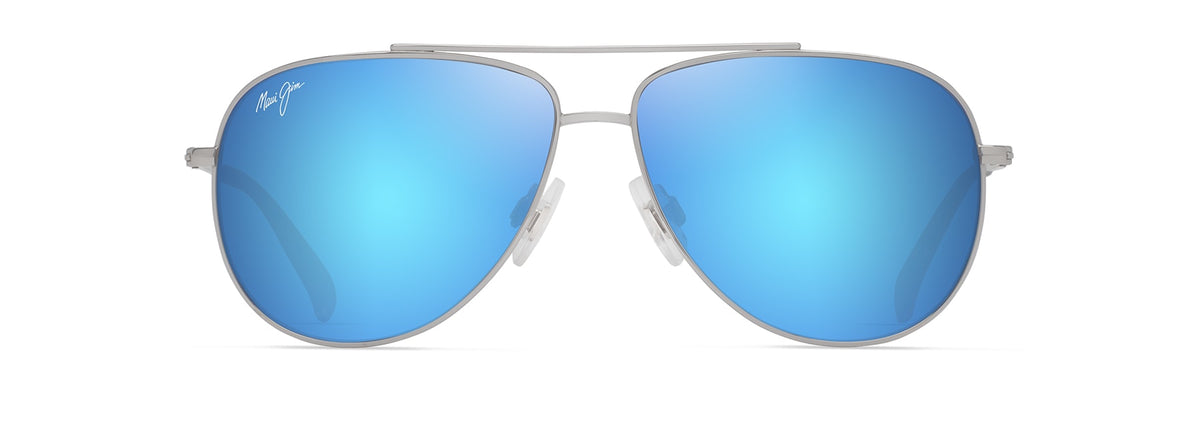 Maui Jim Hauoli XS sunglasses in Shiny Silver - Blue Hawaii, front view