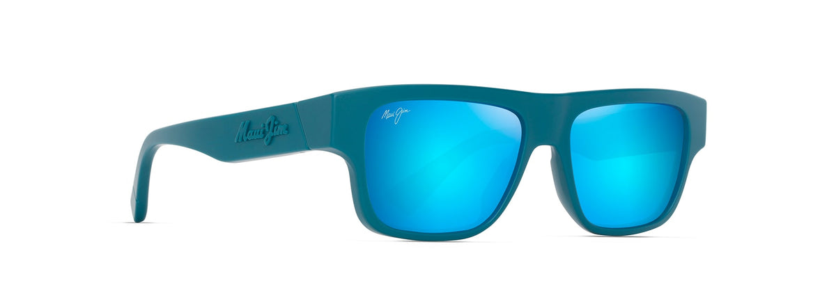 Maui Jim Kōkua sunglasses in Matte Petrol Blue, angled view