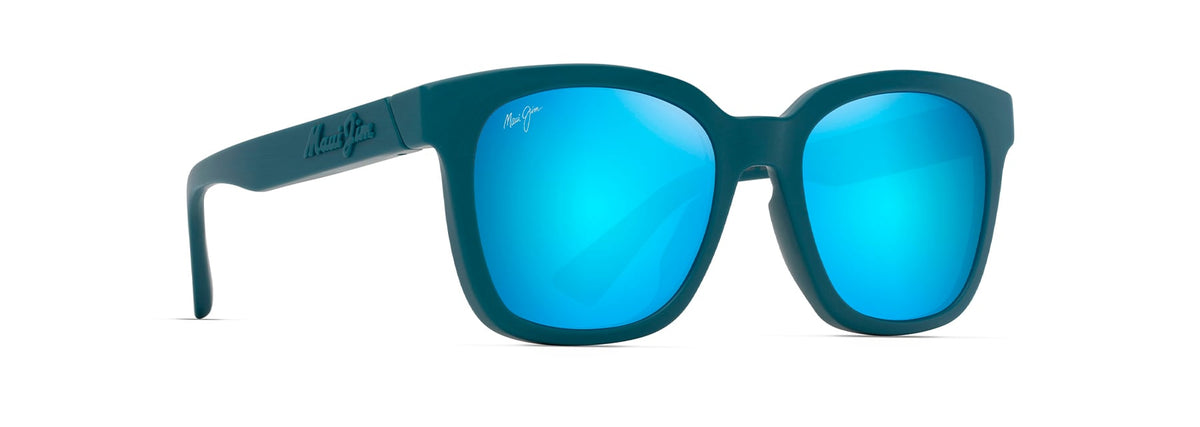 Maui Jim Honua AF sunglasses in Matte Petrol Blue, angled view