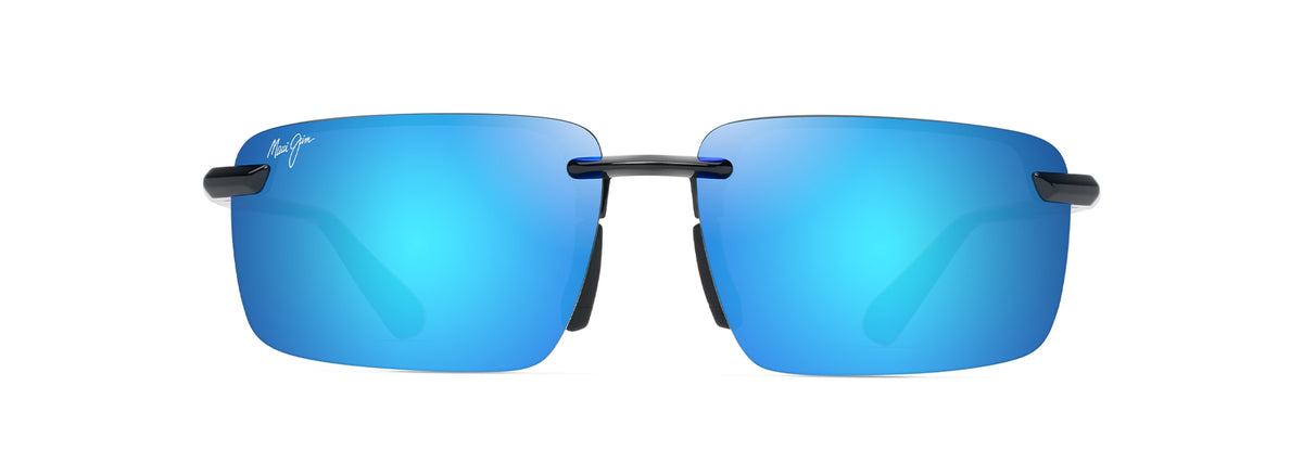 Maui Jim Laulima AF sunglasses in Shiny Black with Yellow, front view