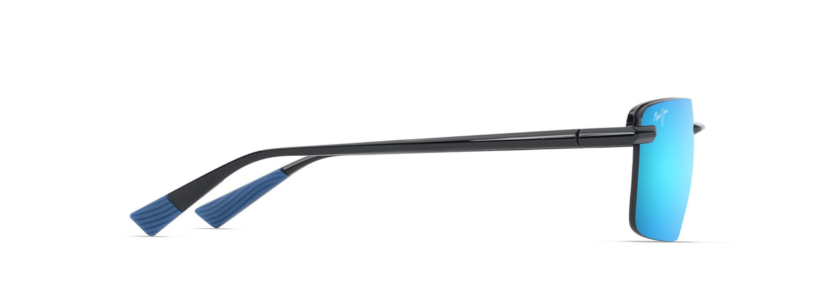 Maui Jim Laulima AF sunglasses in Shiny Black with Yellow, side view