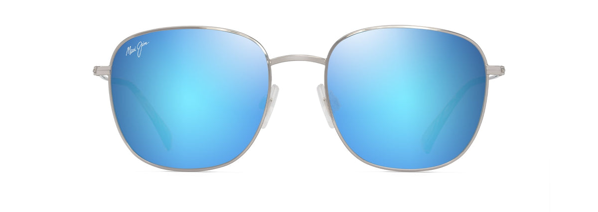 Maui Jim 'Olali AF sunglasses in Shiny Silver - Blue Hawaii, front view