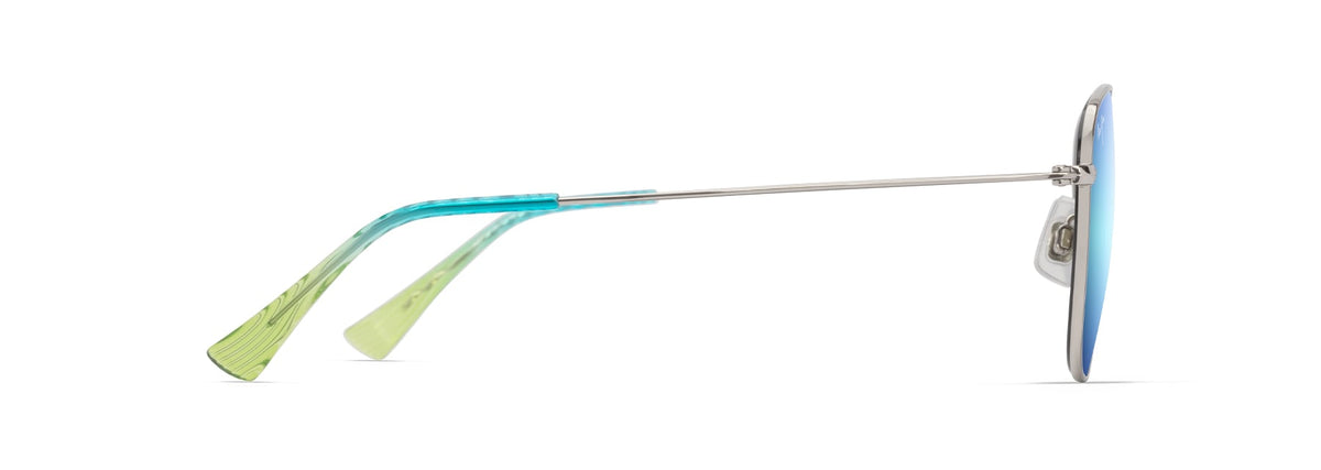 Maui Jim 'Olali AF sunglasses in Shiny Silver - Blue Hawaii, side view