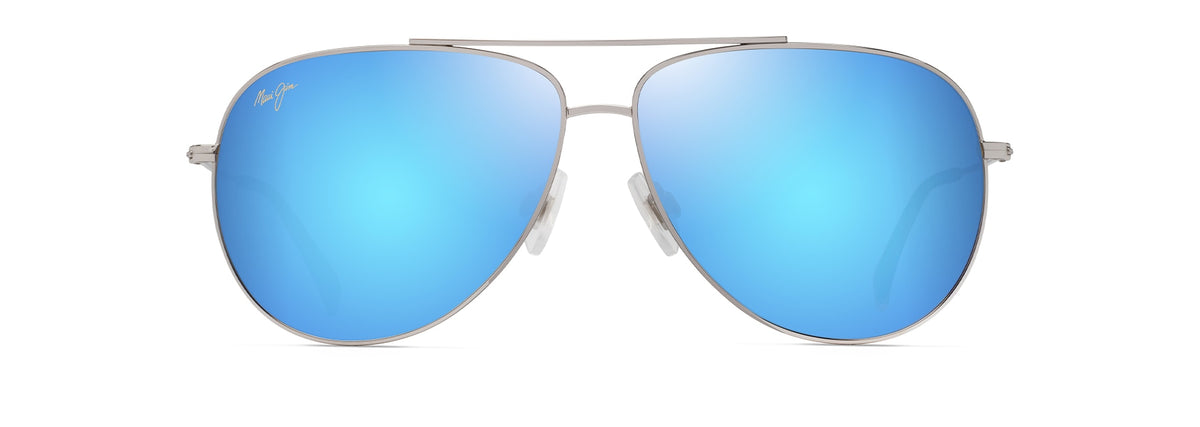 Maui Jim Hauoli XL sunglasses in Shiny Silver, front view