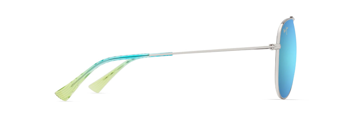 Maui Jim Hauoli XL sunglasses in Shiny Silver, side view